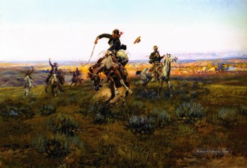 Indianer und Cowboy Werke - ein schlechter 1920 Charles Marion Russell Indiana Cowboy